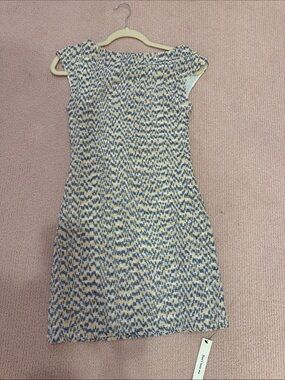 Reformation blue and cream patterned cap-sleeve dress
